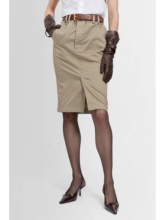 Saint Laurent H71 785389y9i24 9039 Women's Skirt Skirt Long Skirt Midi Skirt Short Skirt Mini Skirt Pants WOMAN BEIGE SKIRTS