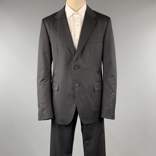 PRADA 42 Regular Black Stitched Wool 36 x 33 Suit