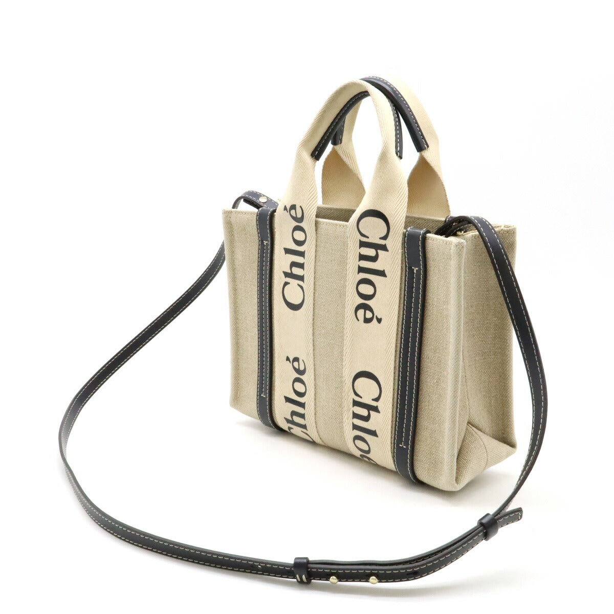 Chloe Woody Small Canvas Leather Handbag