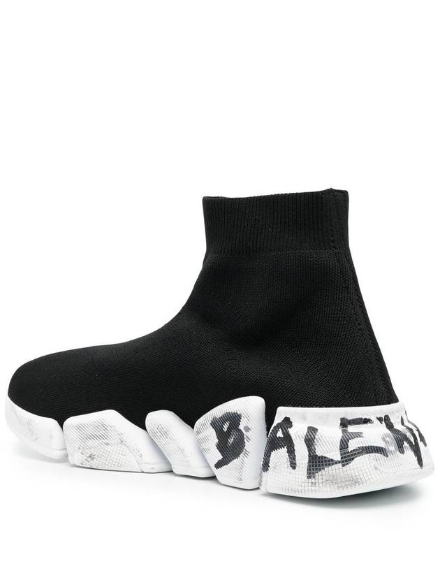 Balenciaga Speed 2.0 Graffiti Knit High Top Sneakers Black
