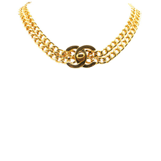 Chanel Vintage Turnlock Chain Necklace Gold