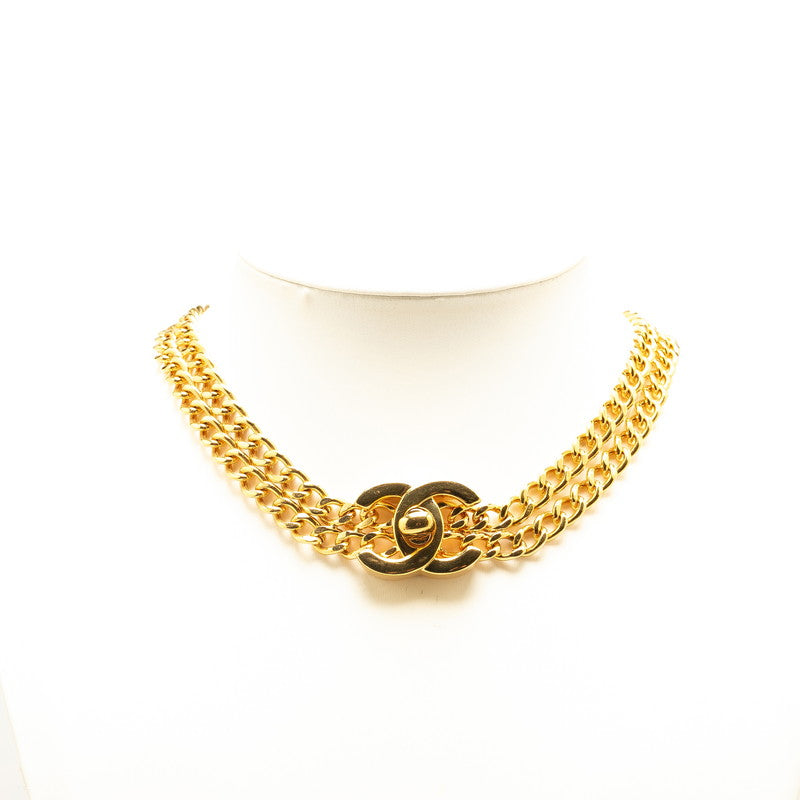 Chanel Vintage Turnlock Chain Necklace Gold