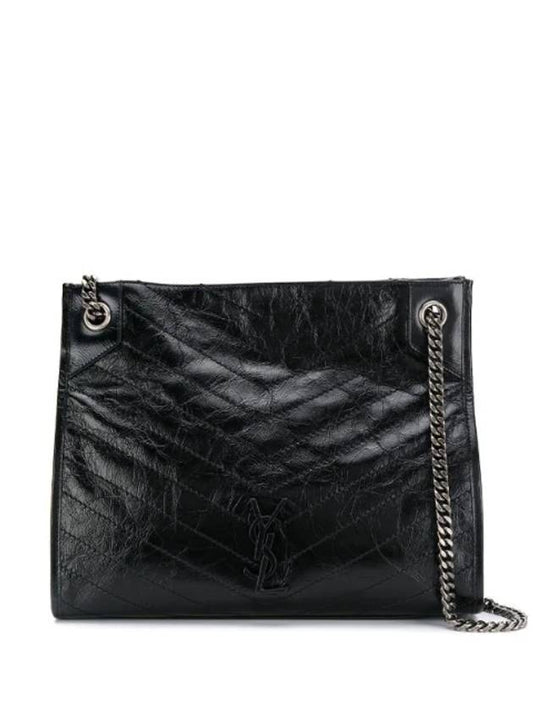 Saint Laurent Niki Vintage Leather Shopping Tote Bag Black