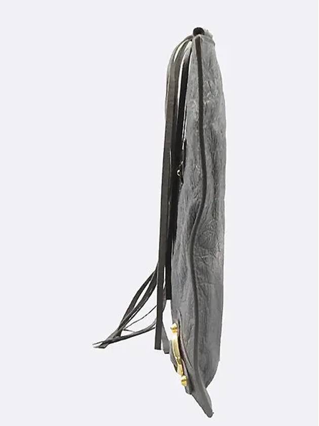 Balenciaga 362967 Gray leather classic motor gold zip up decoration clutch bag