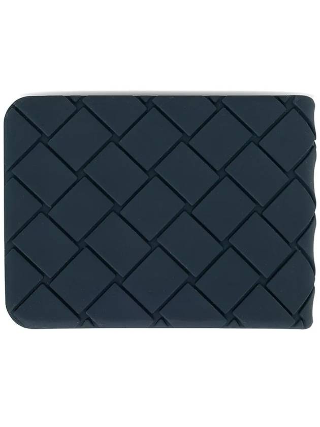 Bottega Veneta Intrecciato Rubber Half Wallet Navy