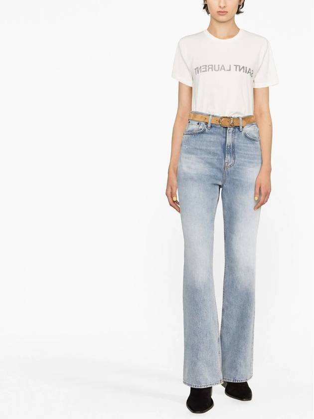 Saint Laurent Reverse Short Sleeve T-Shirt Nature Et Noir
