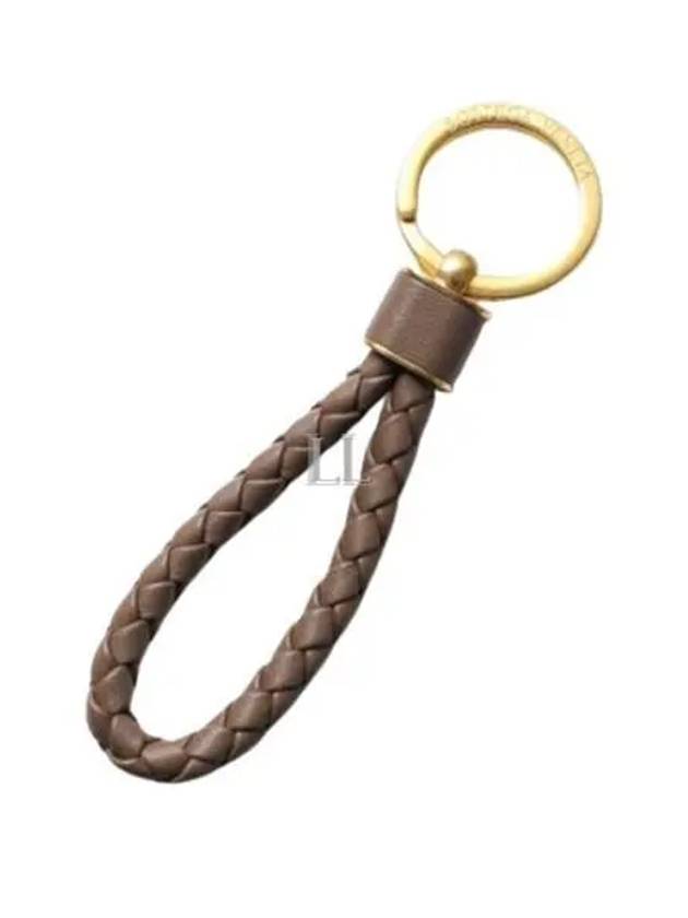 Bottega Veneta Intrecciato Lambskin Key Holder Brown