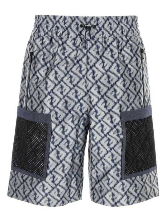 Fendi Embroidered Logo Bermuda Shorts White Blue