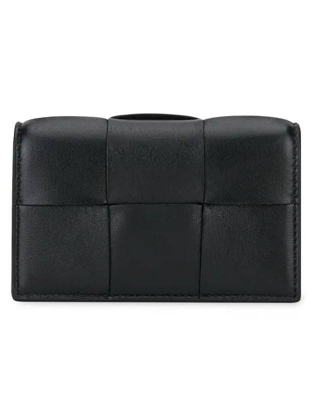 Bottega Veneta Intrecciato Flap Card Wallet Black