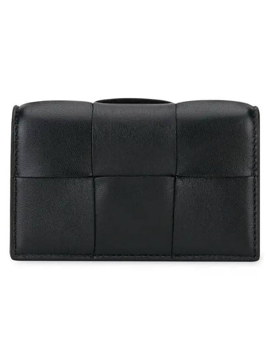 Bottega Veneta Intrecciato Flap Card Wallet Black
