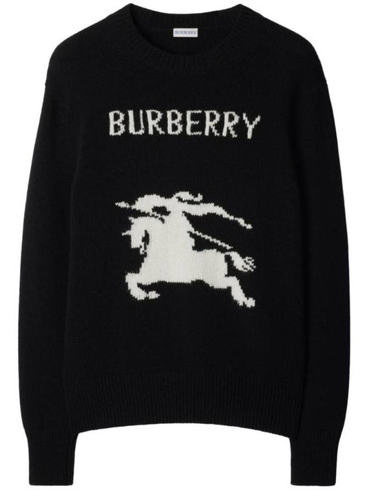Burberry EKD Crew Neck Wool Cashmere Knit Top Black