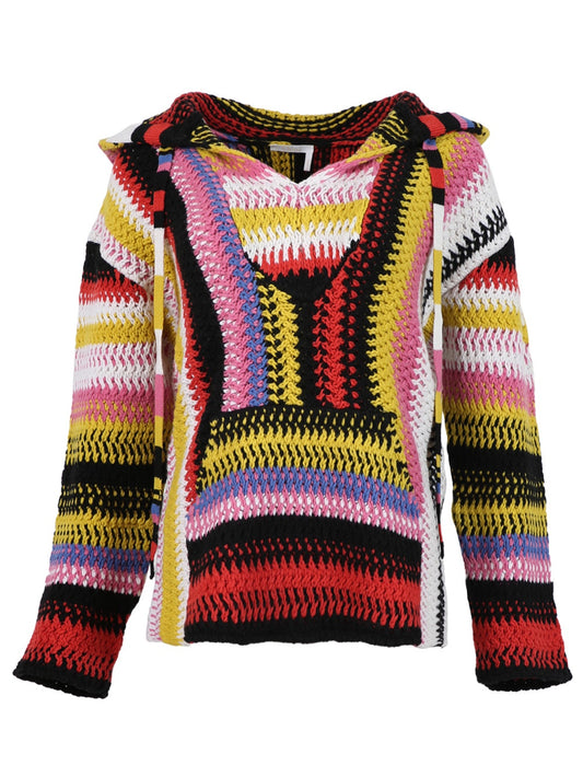 Chloe Macramã Cashmere Hoodie Multicolor