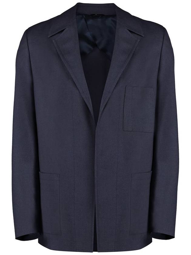 Fendi Single Breasted Wool Jacket Navy