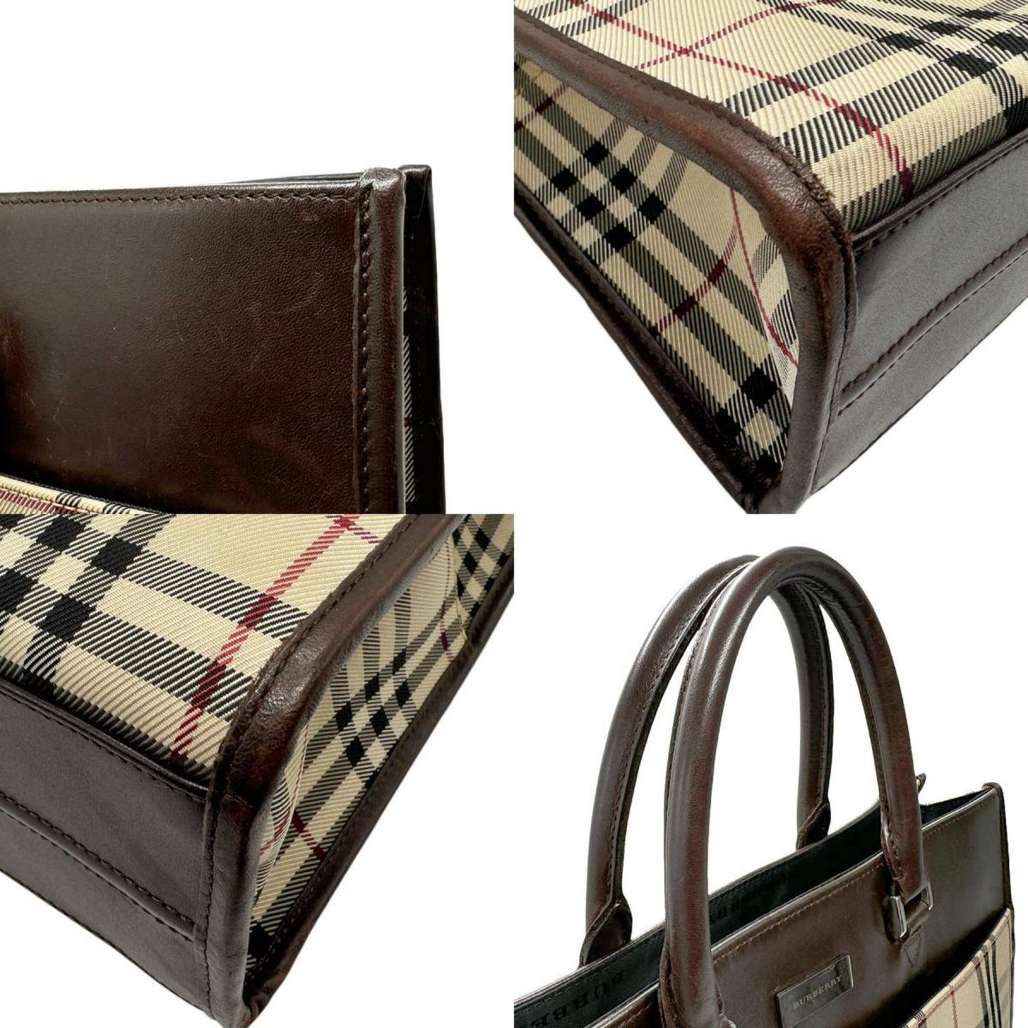 Burberry   Canvas Leather Handbag Tote Bag ()