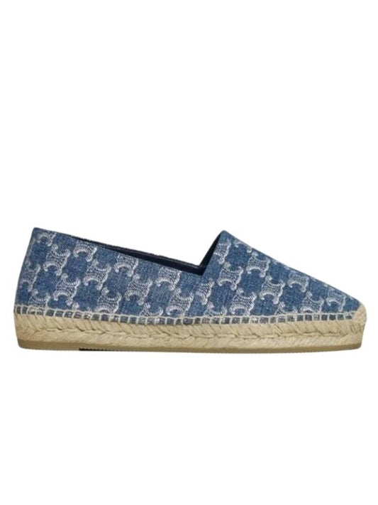 CELINE Triomphe Stamped Denim Espadrilles Navy