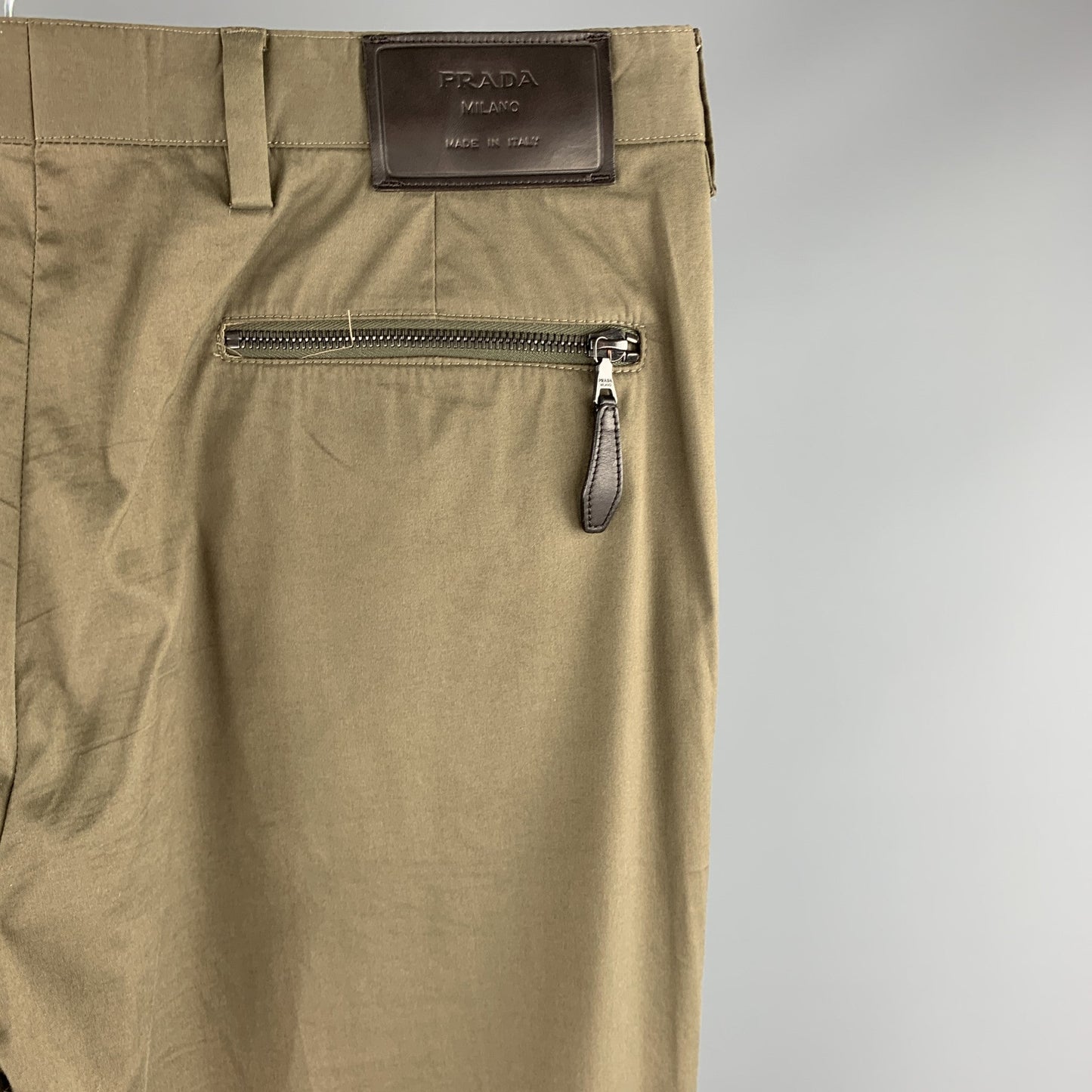 PRADA Size 34 Olive Cotton Blend Button Fly Casual Pants