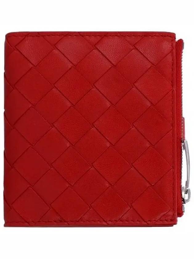 Bottega Veneta Intrecciato Zipper Half Wallet Red