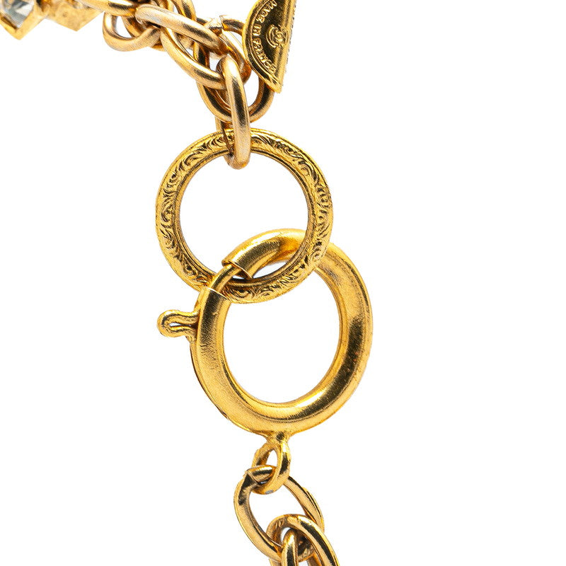 Chanel Coco Mark Rhinestone Necklace Gold