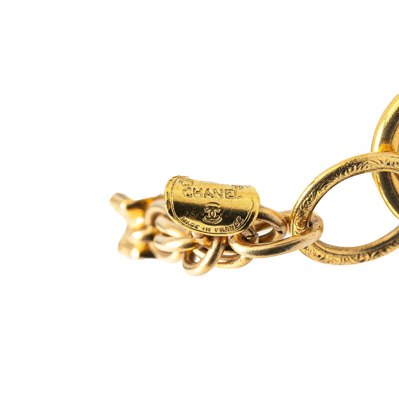 Chanel Coco Mark Rhinestone Necklace Gold