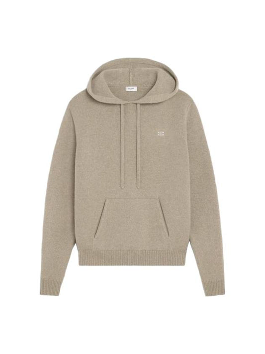 CELINE Triomphe Wool Cashmere Hoodie Beige