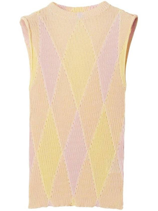 Burberry crew neck argyle intarsia knit top
