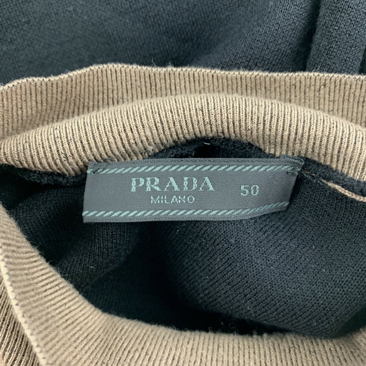 PRADA Size M Black Brown Color Block Turtleneck Pullover