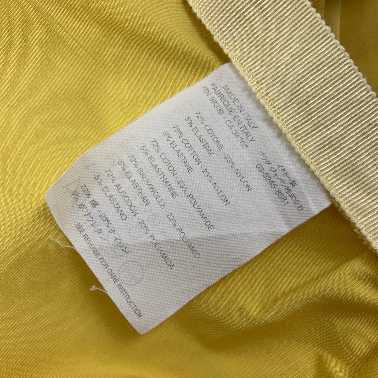 PRADA Size 4 Yellow Cotton Blend Ruched Short Sleeve Dress