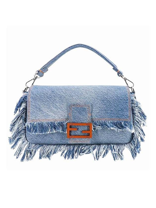 Fendi Women's Baguette Denim Shoulder Bag Blue