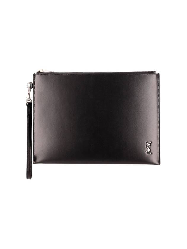 Saint Laurent Tiny Monogram Silver Clutch Bag Black