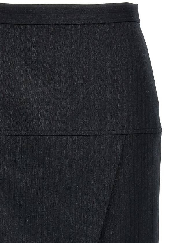 Fendi Pinstripe Wool Pencil Skirt Black