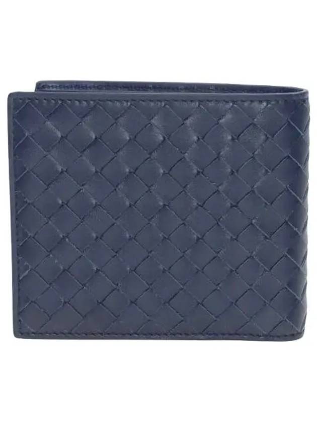 Bottega Veneta Intrecciato Weaving Half Wallet Navy