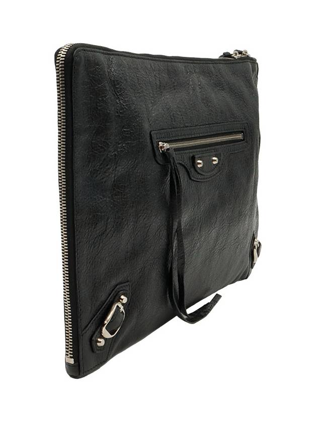Balenciaga Black leather silver classic city motor clutch 362967
