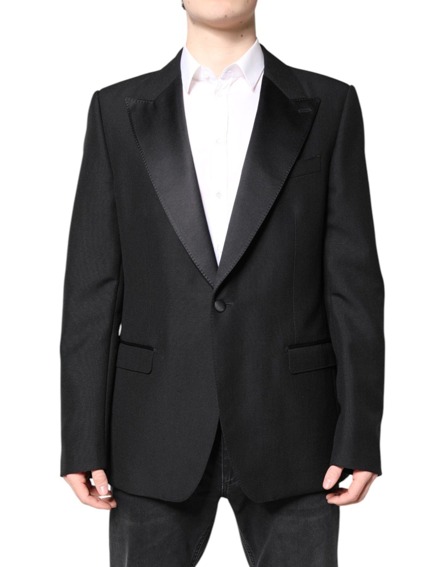 Dolce & Gabbana Black Wool Single Breasted Coat Men's Blazer