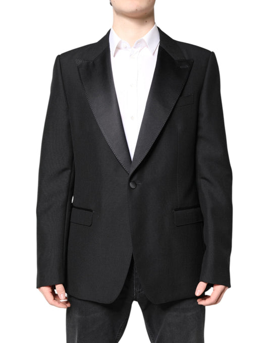 Dolce & Gabbana Black Wool Single Breasted Coat Men's Blazer