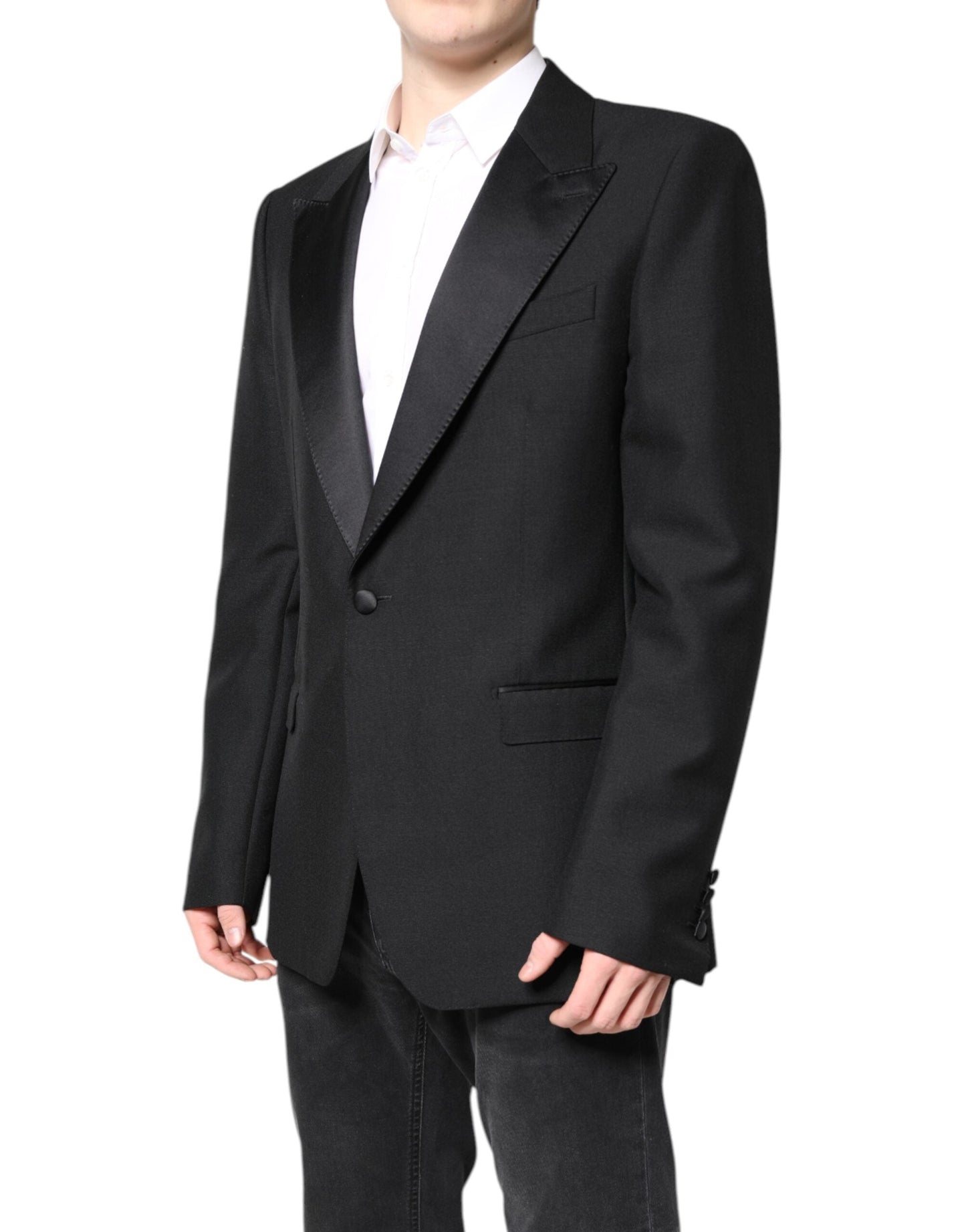Dolce & Gabbana Black Wool Single Breasted Coat Men's Blazer