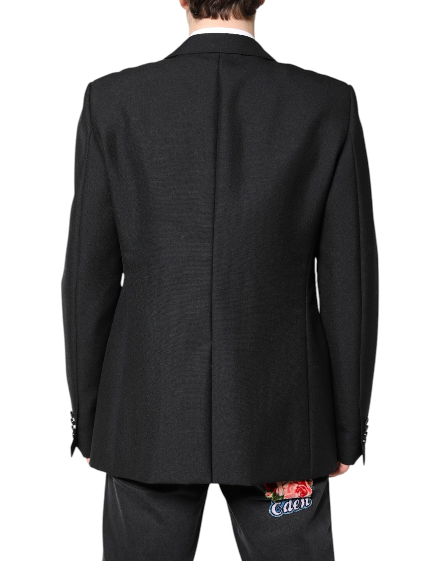Dolce & Gabbana Black Wool Single Breasted Coat Men's Blazer