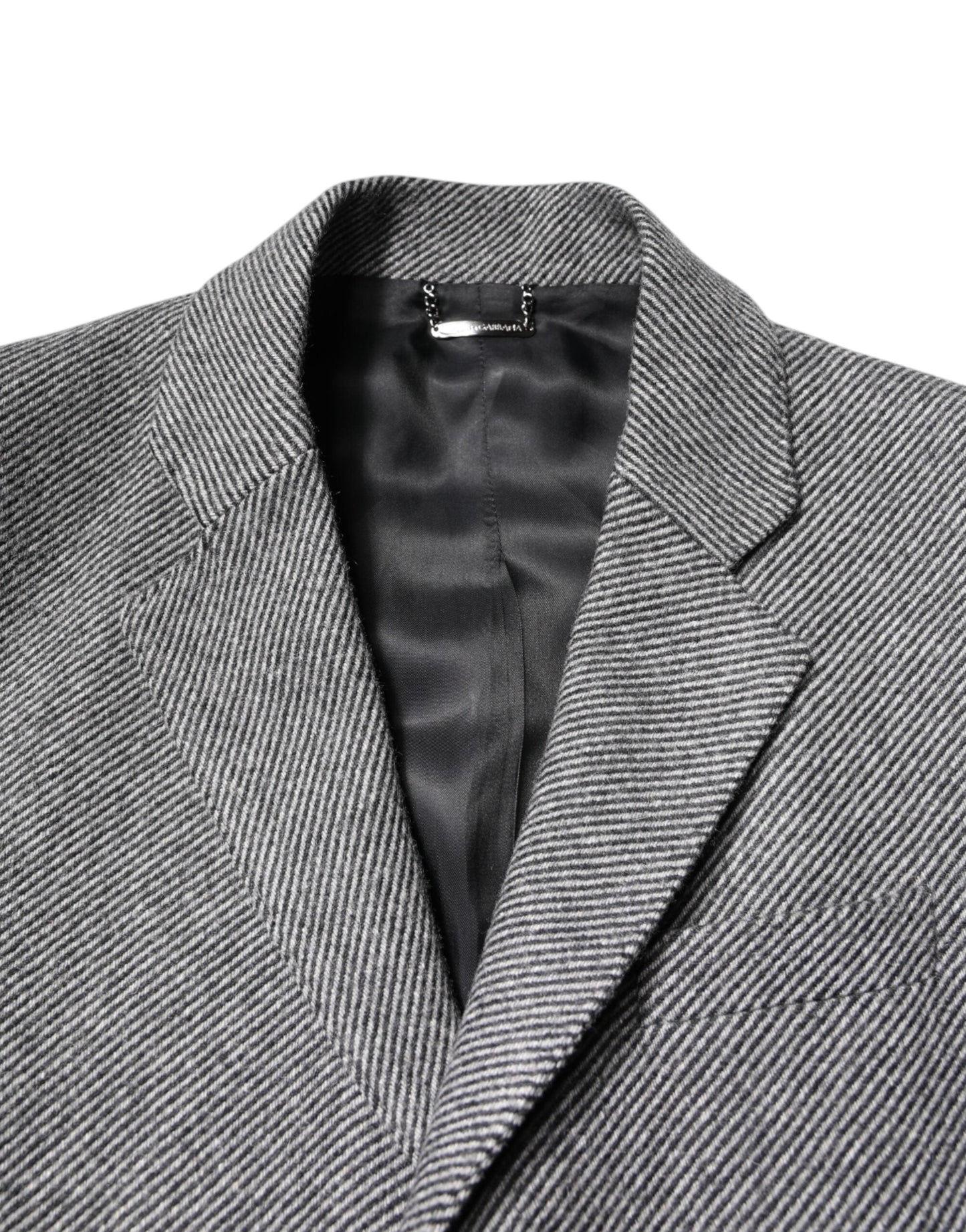 Dolce & Gabbana Gray Wool Single Breasted Trench Coat Men's Jacket