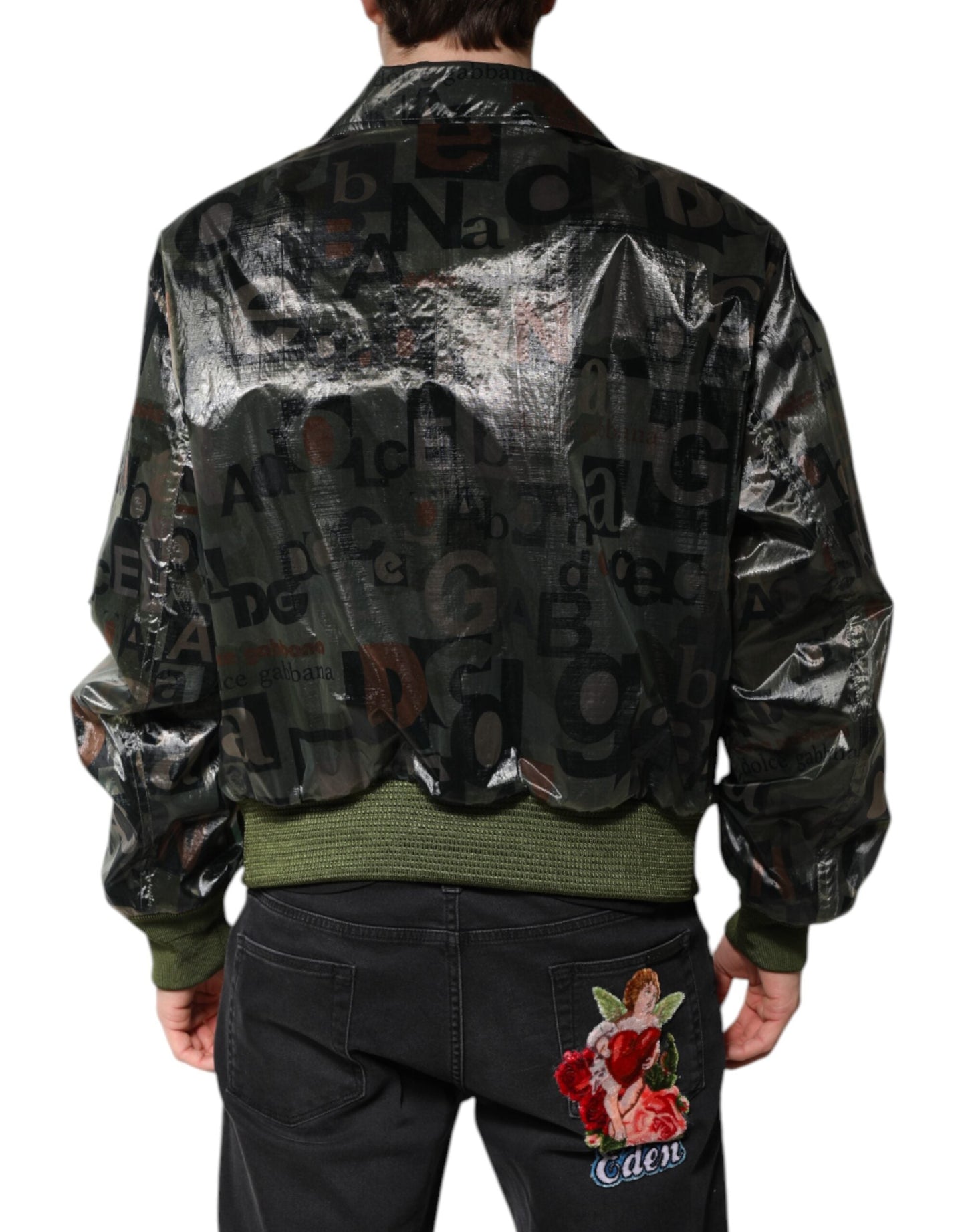 Dolce & Gabbana Green DG Logo Print Bomber Full Zip Men's Jacket