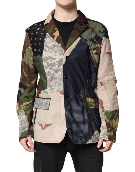 Dolce & Gabbana Multicolor Camouflage Patchwork Coat Men's Blazer ()