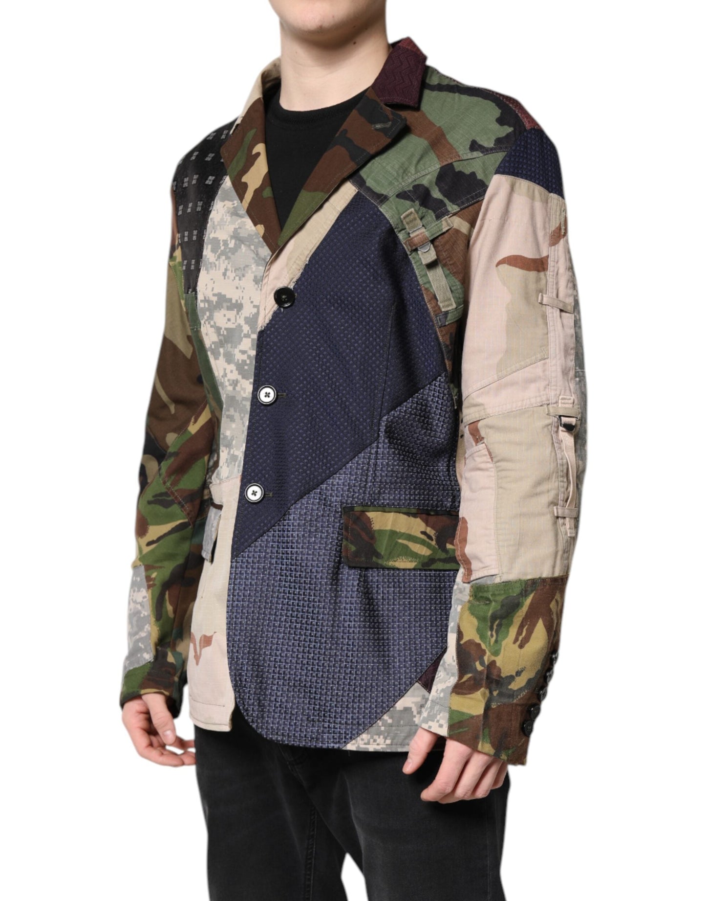 Dolce & Gabbana Multicolor Camouflage Patchwork Coat Men's Blazer ()
