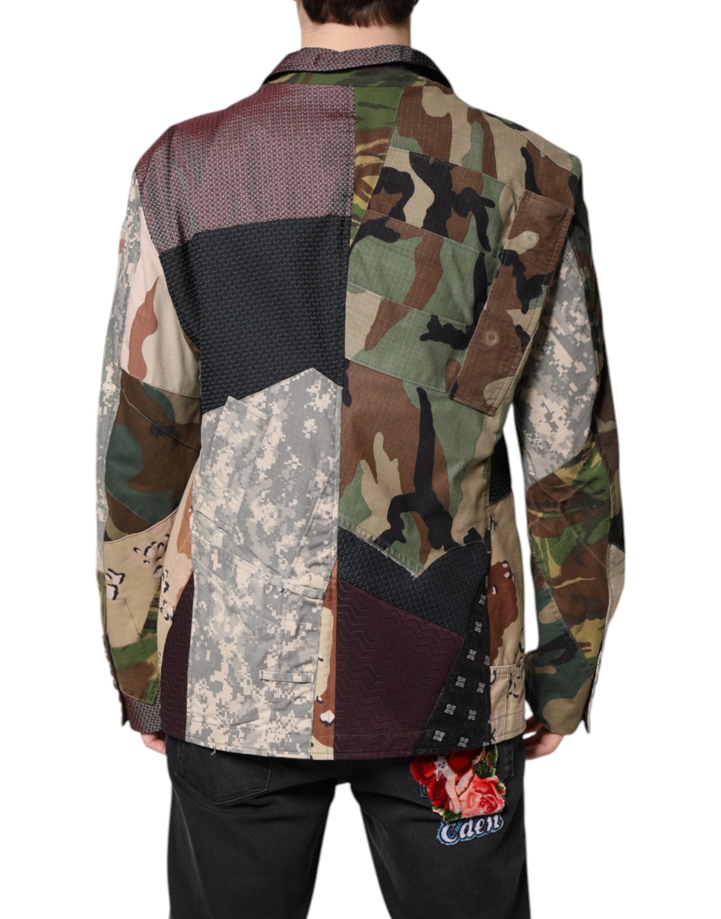 Dolce & Gabbana Multicolor Camouflage Patchwork Coat Men's Blazer ()