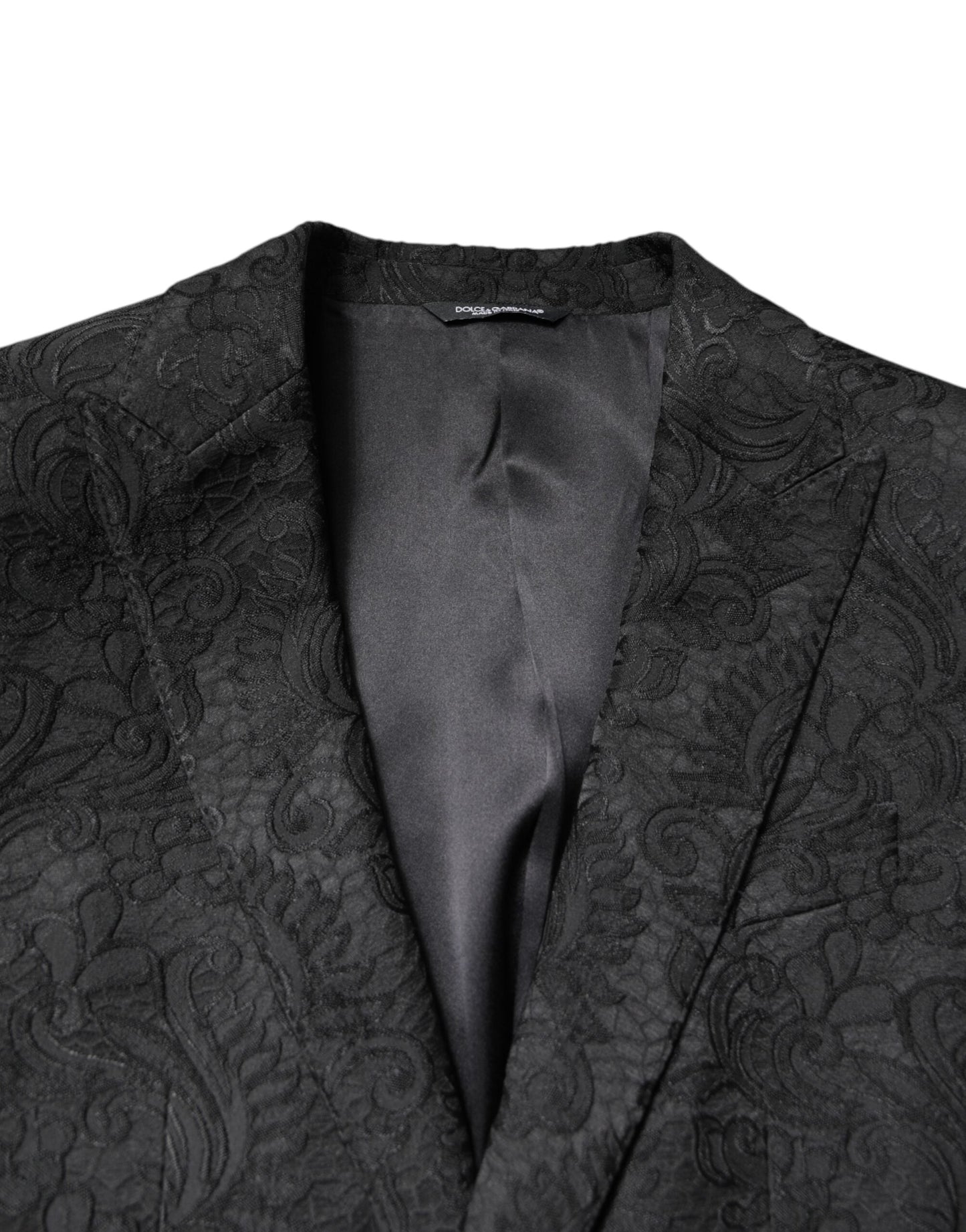 Dolce & Gabbana Black Floral Jacquard Coat Jacket Men's Blazer