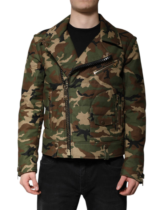Dolce & Gabbana Multicolor Camouflage Nylon Biker Men's Jacket