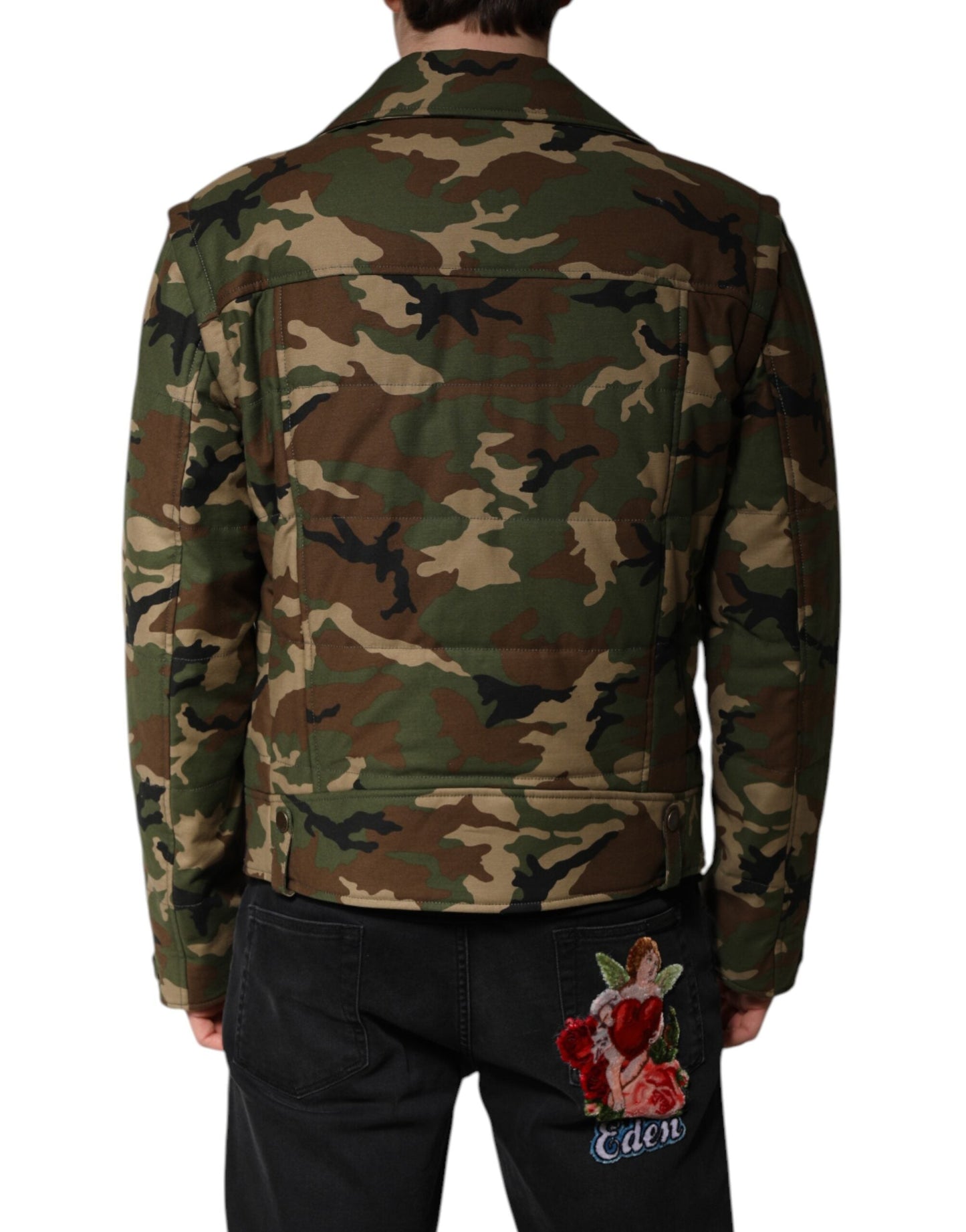 Dolce & Gabbana Multicolor Camouflage Nylon Biker Men's Jacket