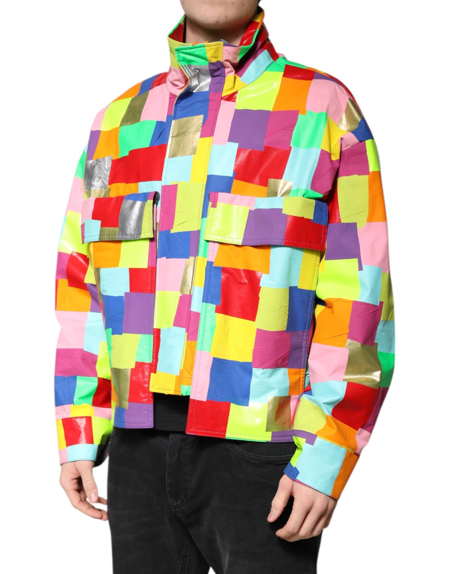Dolce & Gabbana Multicolor Cotton Full Zip Men Biker Men's Jacket ()