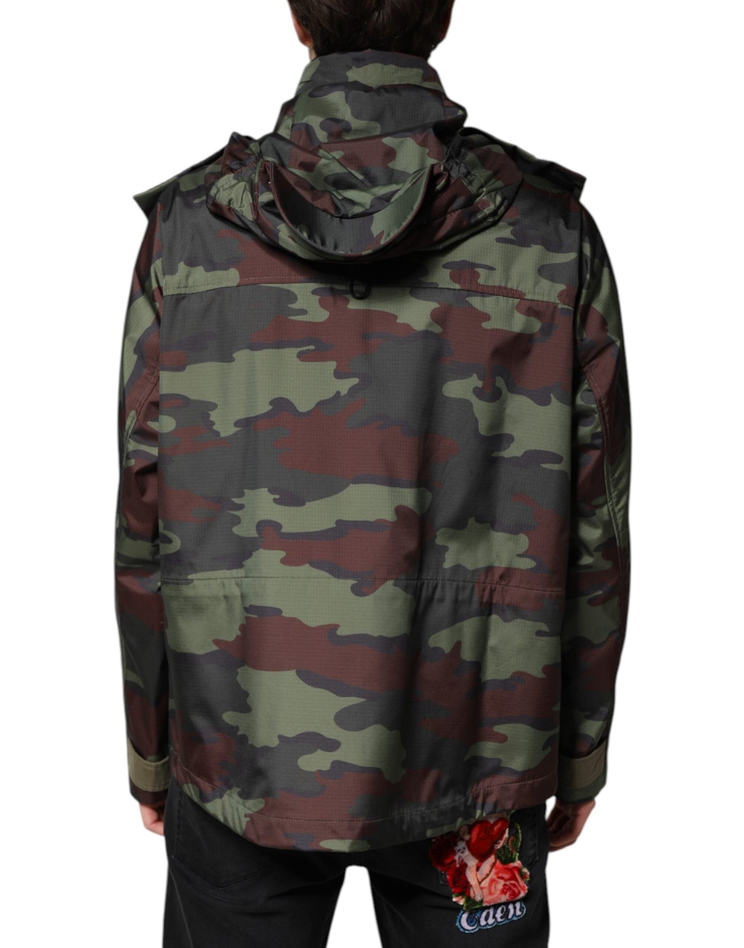 Dolce & Gabbana Multicolor Camouflage Button Hooded Men's Jacket