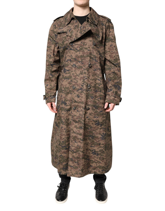Dolce & Gabbana Multicolor Camouflage Double Breasted Coat Men's Jacket