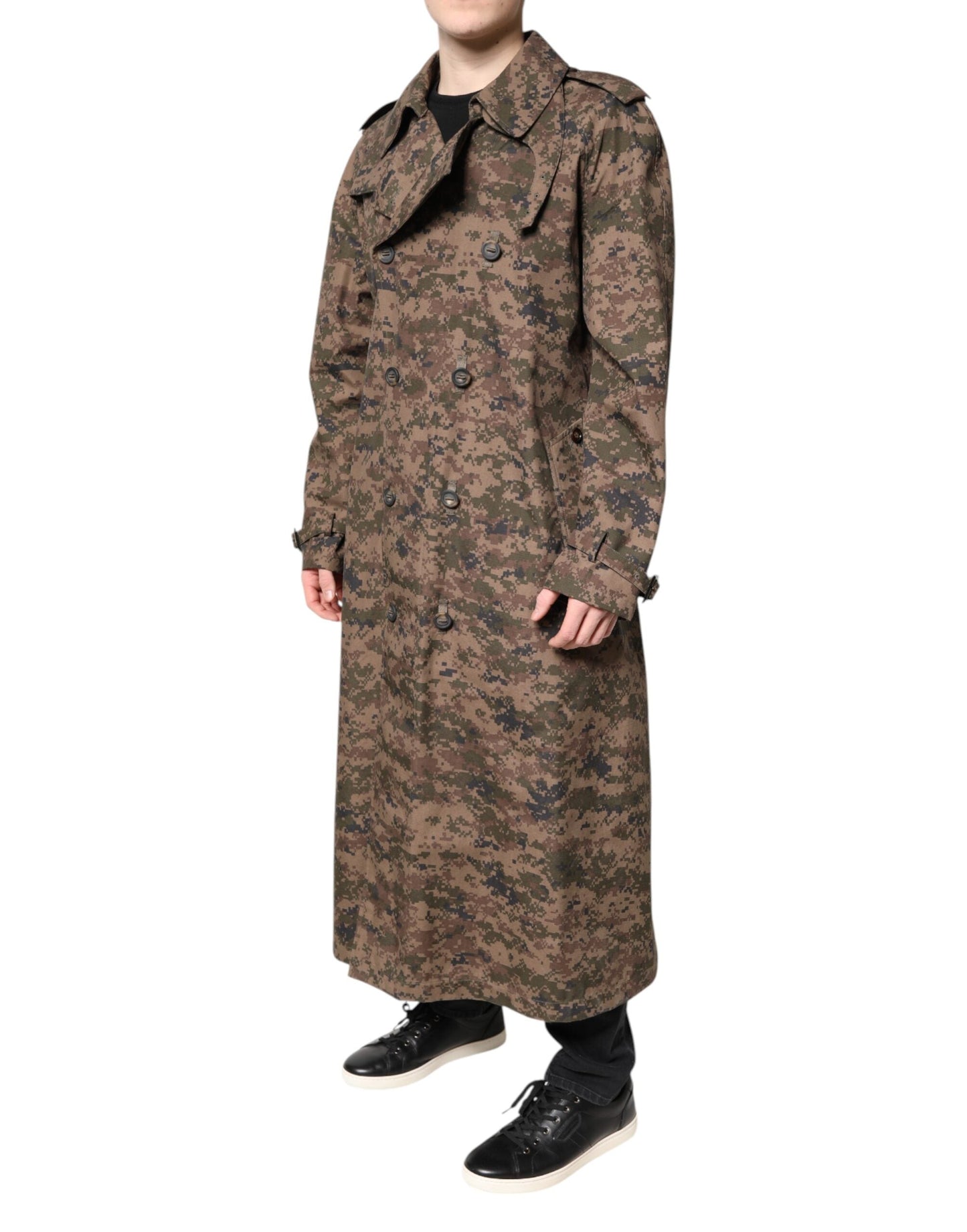 Dolce & Gabbana Multicolor Camouflage Double Breasted Coat Men's Jacket