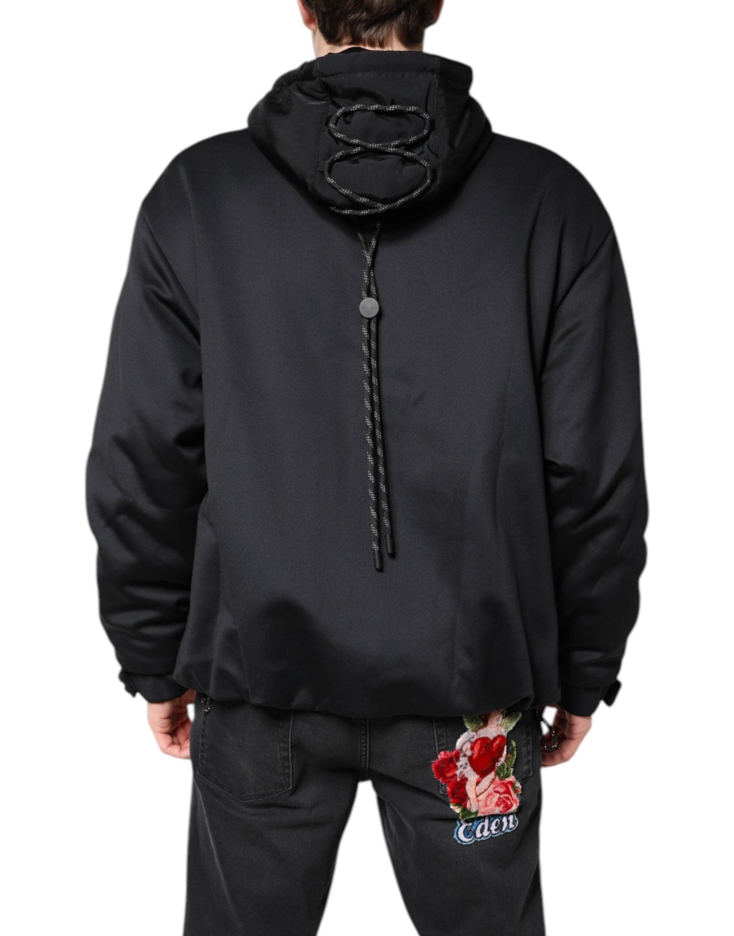 Dolce & Gabbana Black Polyester DG Hooded Full Zip Men's Jacket ()
