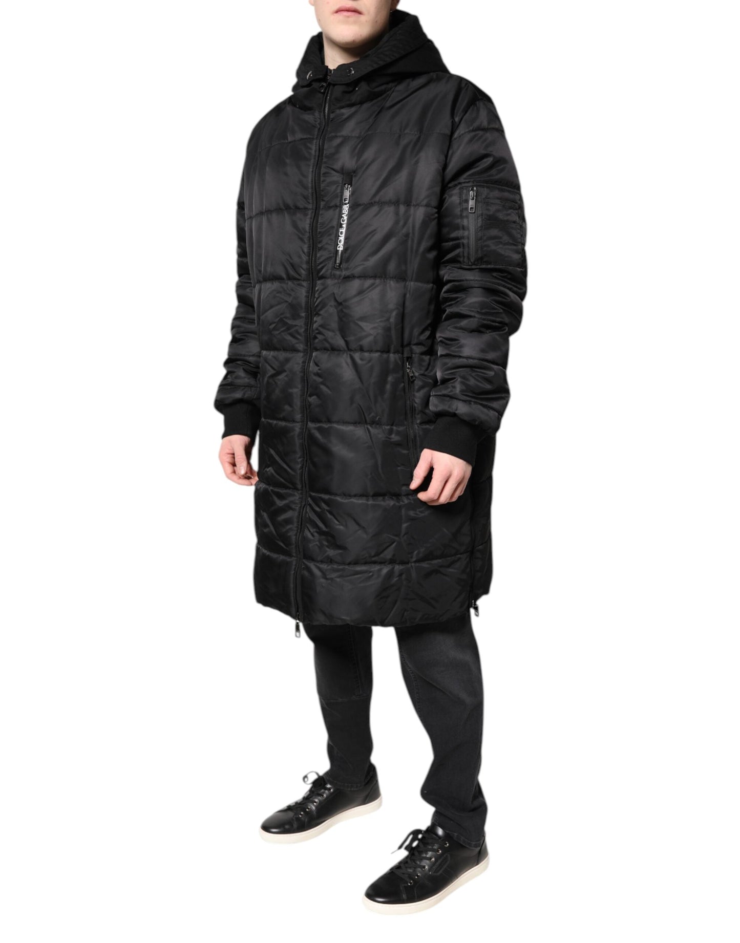 Dolce & Gabbana Black Hooded Parka Winter Men Coat Men's Jacket ()